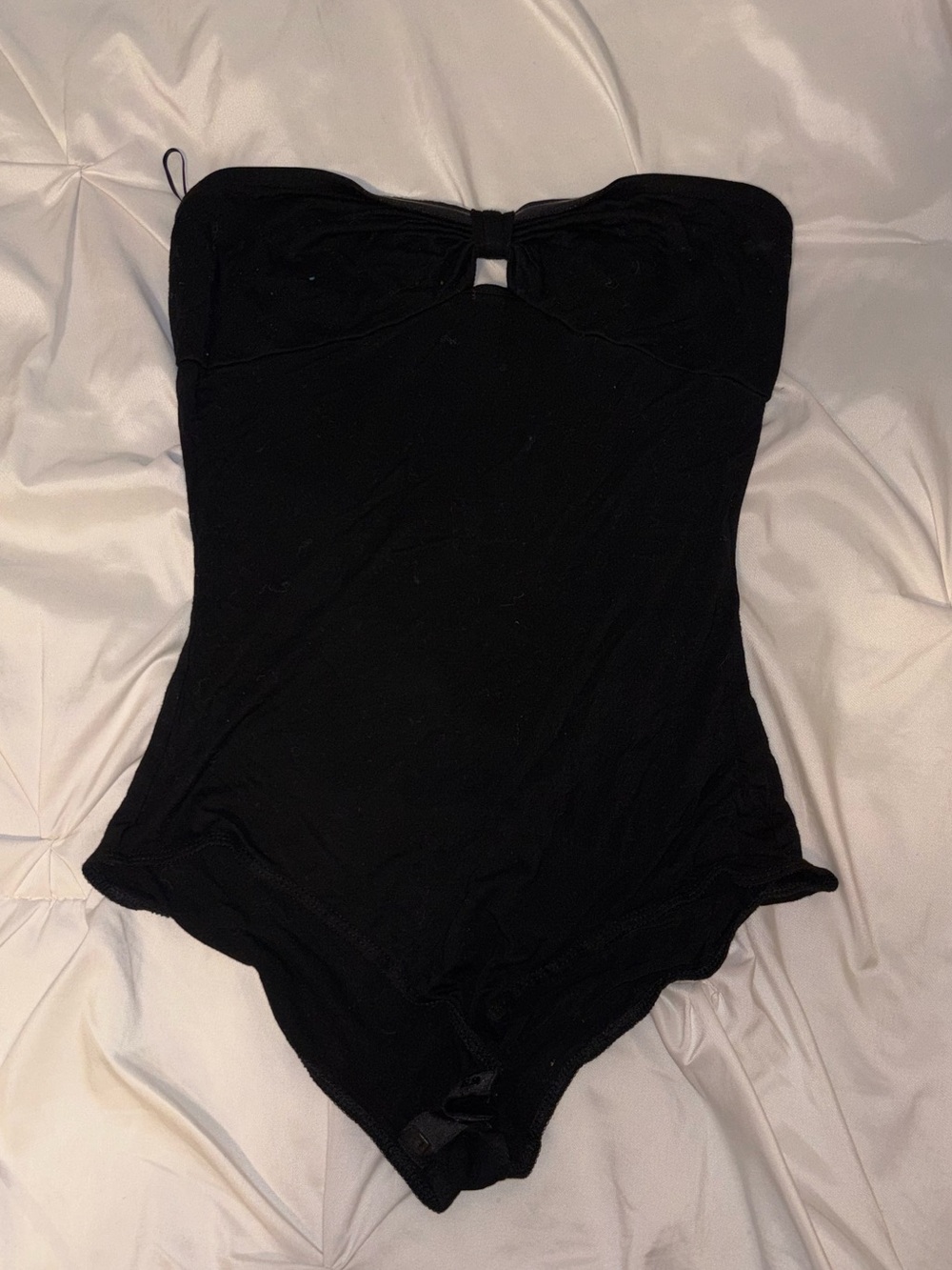 Bear Dance Black Strapless Bodysuit with Front Detail
